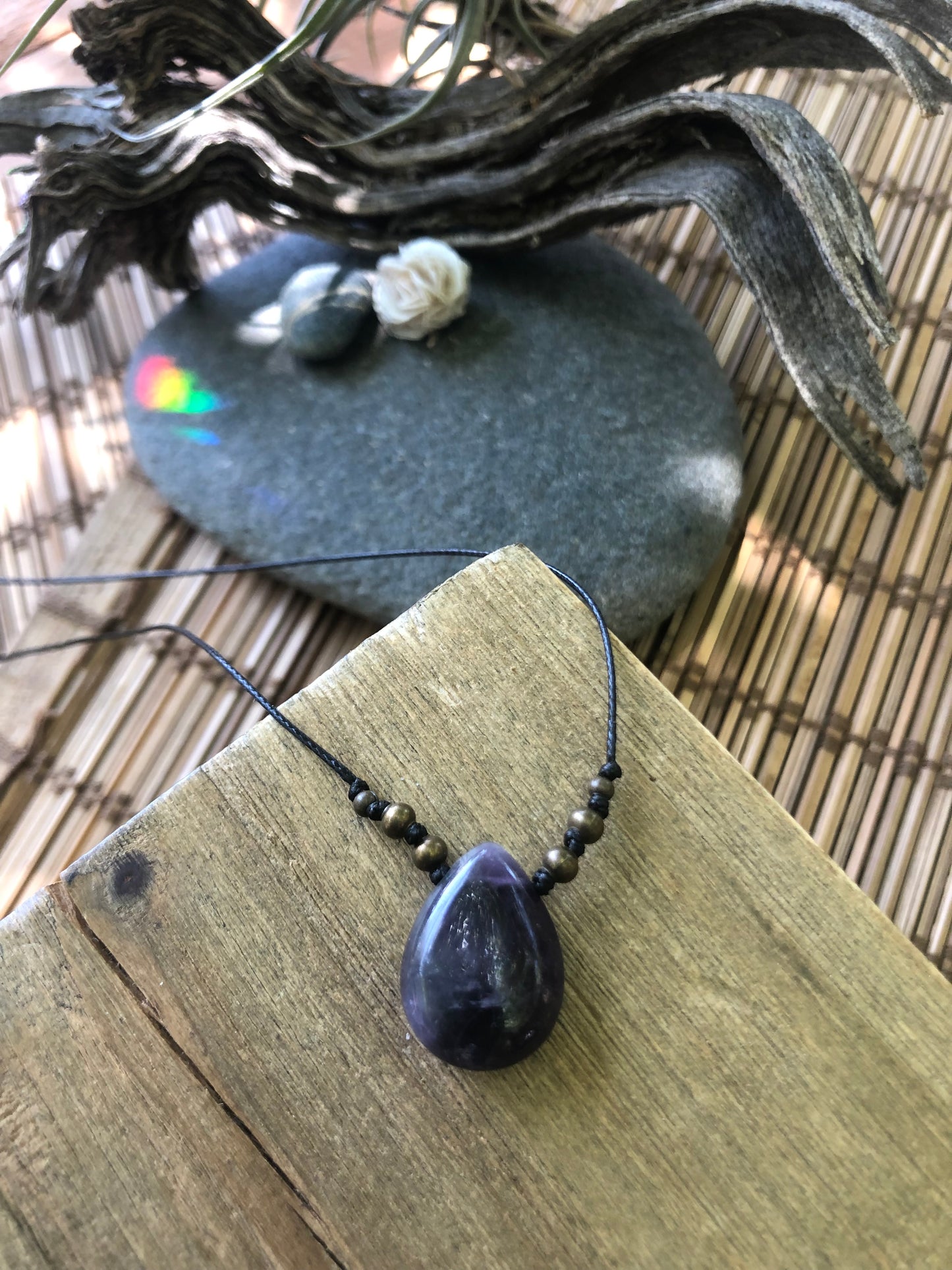 dark purple fluorite teardrop